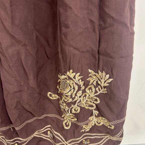 0393 Urban Mango Boho Peasant Dress –Embroidered Tunic Chocolate, Cottagecore XL - Picture 3 of 11